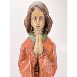 Vintage Praying Mother Carved Mother Mary Folk Art Virgin Mary
